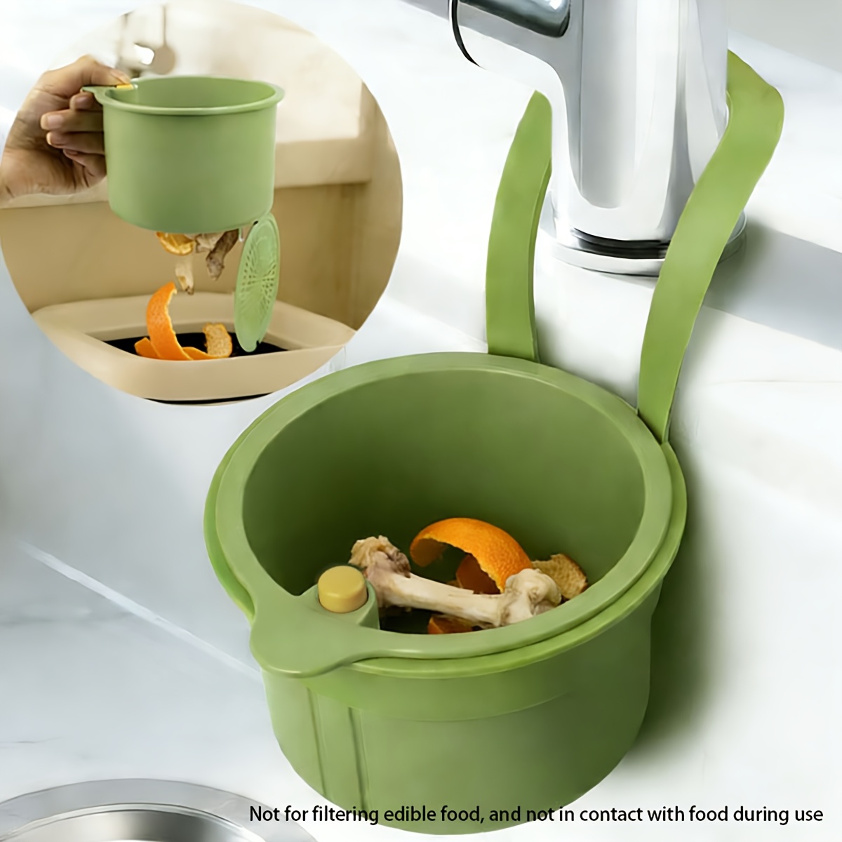 Commercial Kitchen Bin - ตะกร้ากรองเศษอาหารแบบแขวนพกพา ถอดประกอบได้ ที่กรองน้ำทิ้งในครัว กล่องเก็บผักผลไม้