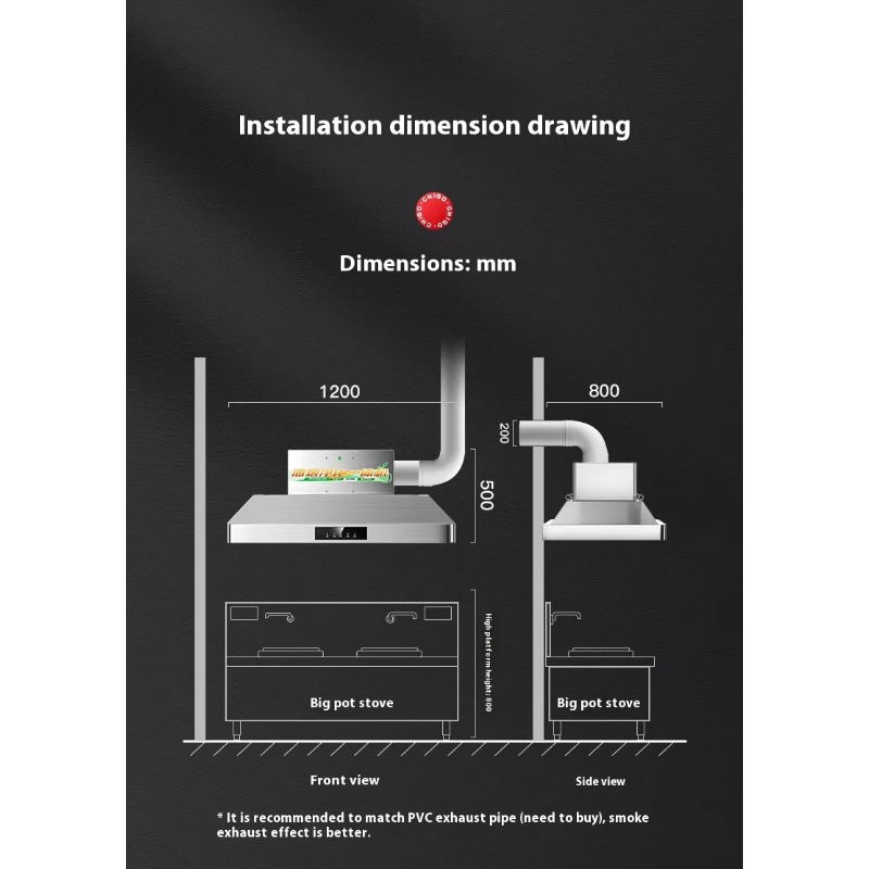 Commercial Kitchen Hoods - เครื่องดูดควันสแตนเลสสำหรับครัวกลางเชิงพาณิชย์ เครื่องดูดควันสำหรับร้านอาหาร เครื่องกรองควันน้ำมัน