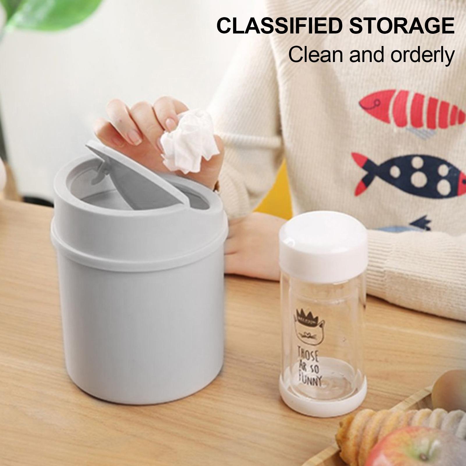 Commercial Kitchen Bin - ถังขยะขนาดเล็กตั้งโต๊ะ 1 ชิ้น พร้อมฝาปิด ทรงกระบอก ถังขยะตั้งโต๊ะ