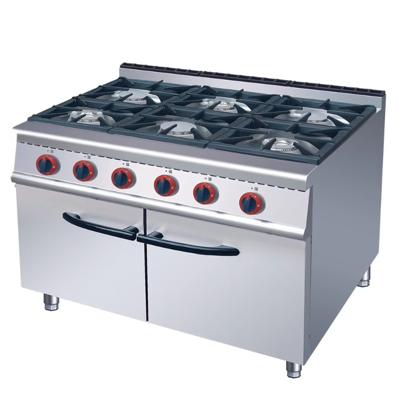 Range Commercial Kitchen - เตาแก๊สเชิงพาณิชย์ 6 หัวเตา พร้อมเตาอบแก๊สแบบตั้งพื้น สำหรับโรงแรม ร้านอาหาร