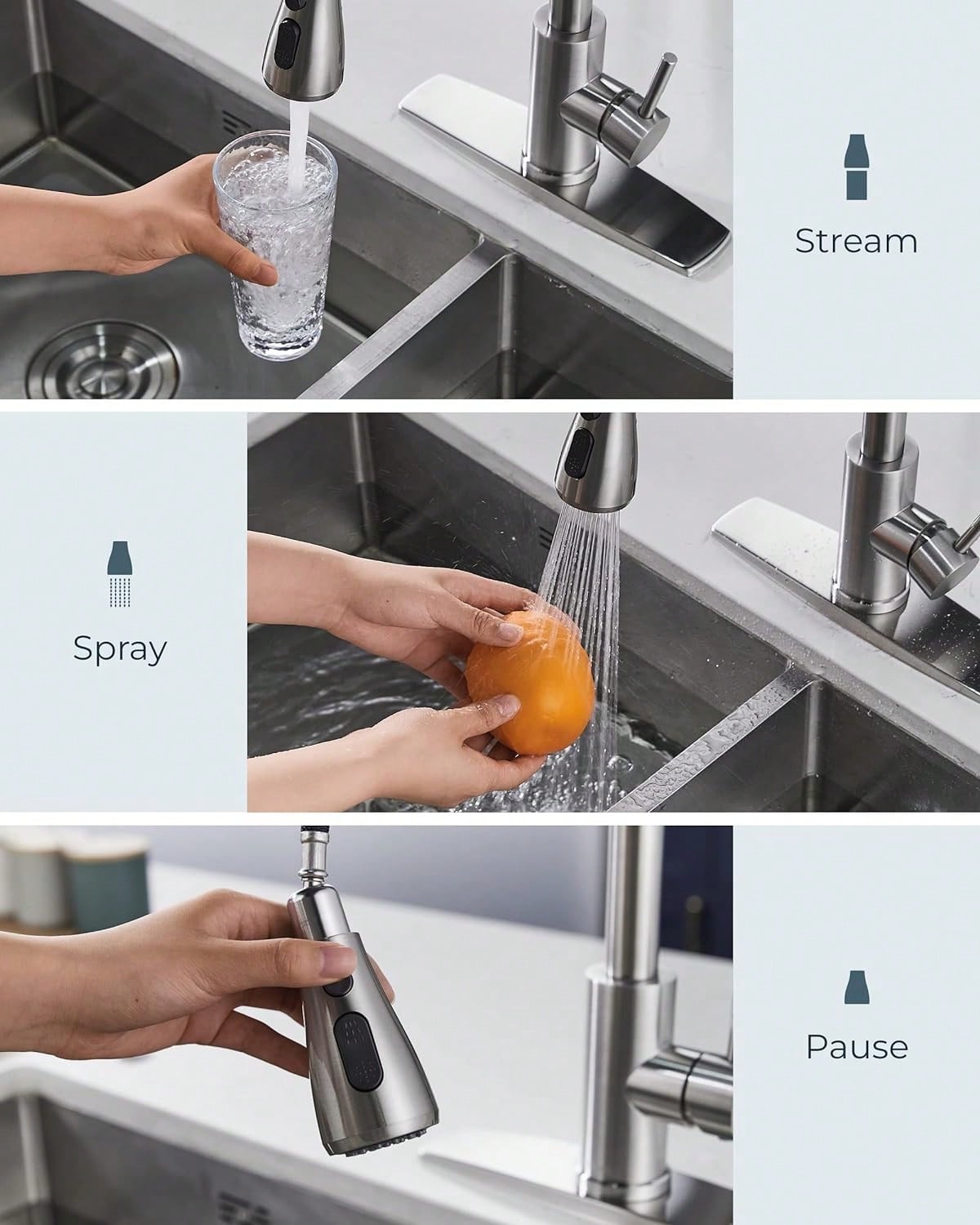 ก๊อกน้ำห้องครัวพร้อมหัวฉีดดึงล - Commercial Kitchen And Bar บทวิจารณ์และราคา